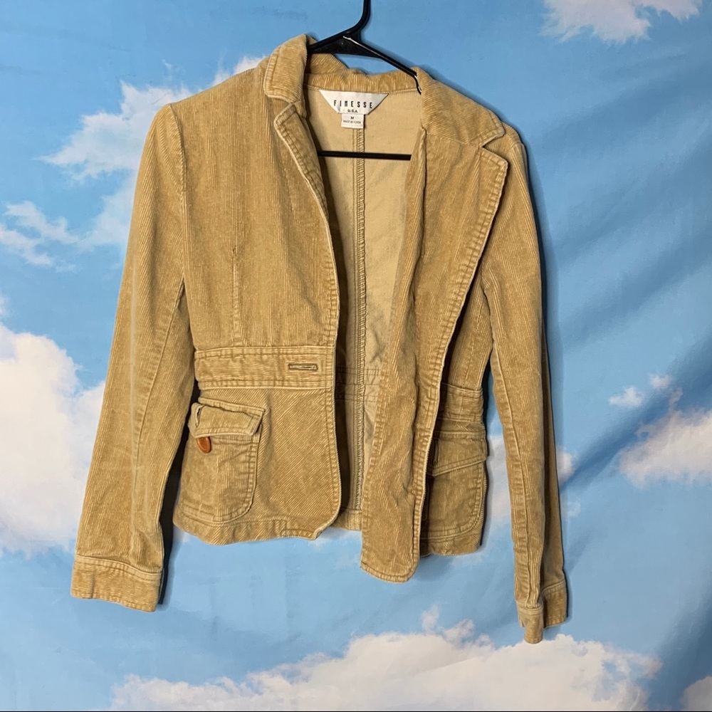 Finesse- Tan Corduroy Long Sleeve Blazer Medium